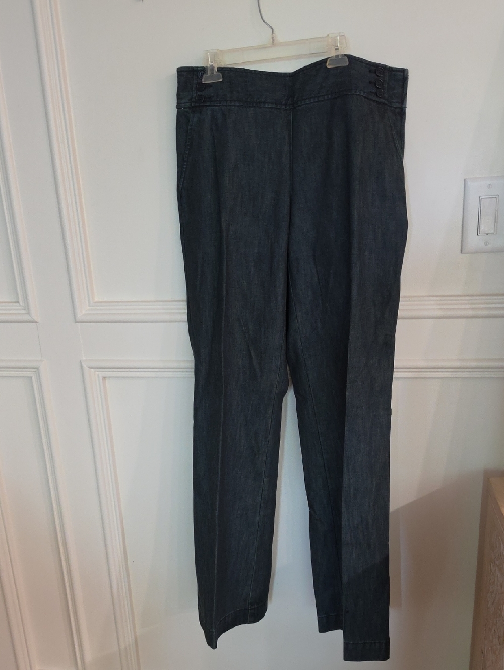 Signature Wide Leg Pants in Dark Denim Blue